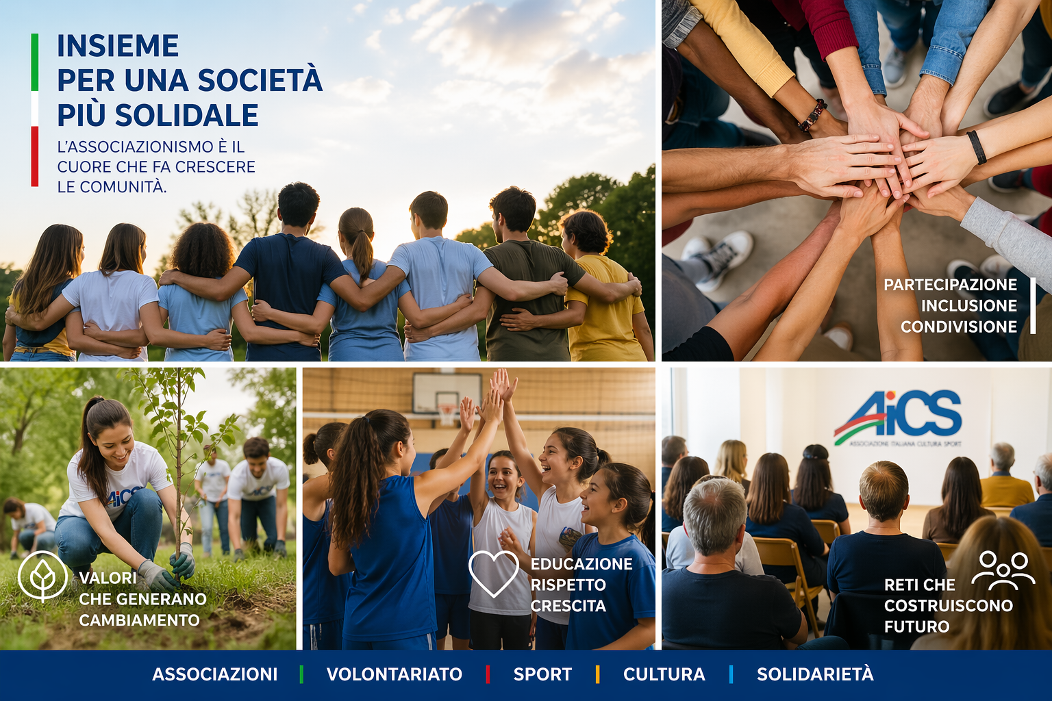 Insieme per una societa piu solidale: associazioni, volontariato, sport, cultura e solidarieta